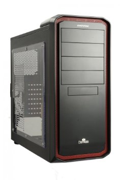 Enermax Ostrog ATX Computer Case with Acrylic See-Thru Side Panel, Black/Red ECA3253-BR