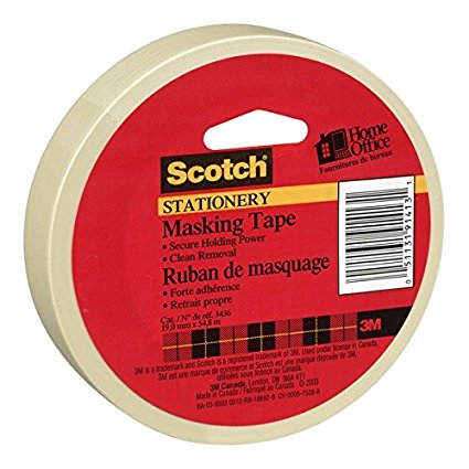 Scotch(R) Home and Office Masking Tape, 3/4-Inch x 60 YardsTan (3436)