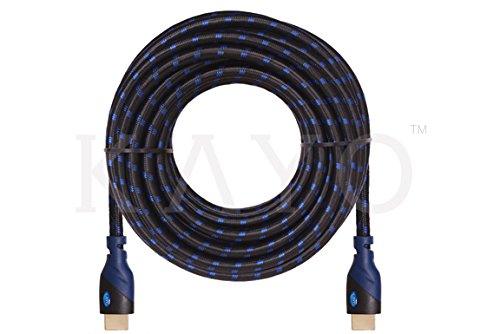 KAYO Hi-Speed HDMI2.0 Cable 30 FT/ Blue, Black Sleeve/ Supports Ethernet,3D,4K & Audio Return