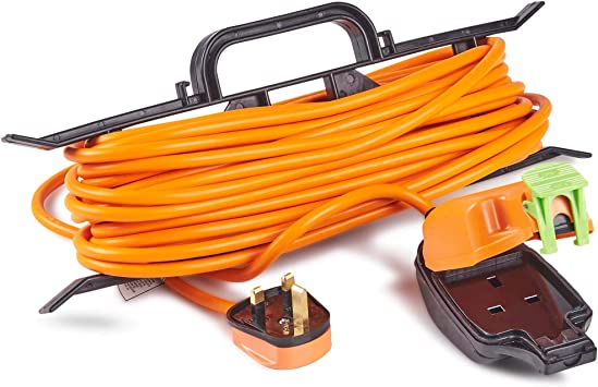 VonHaus Extension Lead Splash-Proof 15m H-Frame - One Socket - Tidy Power Lead/Cable Holder - Convenient Carry Handle