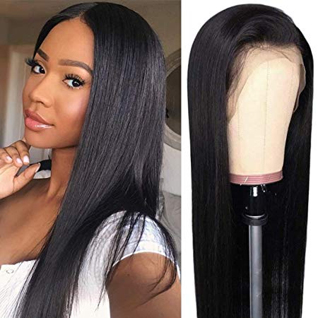 Straight Human Hair Wigs lace Front 9A Brazilian Remy Human Hair Lace Front Wigs for Women Pre Plucked 13×4 Lace Frontal Human Hair Wig 18 Inch Natural Color