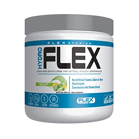 Flexatarian Hydro Flex, Natural Hydration Powder with BCAAs, Lemon Lime, 30 Servings
