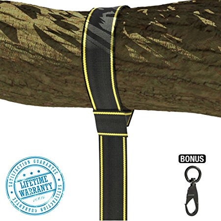 EXTRA LONG TREE SWING HANGING KIT By StrapMate - Holds 2800 lbs, Military Grade Single 10ft Strap (SGS Certified) Extra Strong Carabiner Hook & Swivel Snap - Fastest & Easiest Way to Hang Any Swing