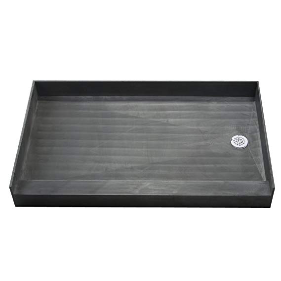 Tile Redi 3054R-PVC Single Curb Shower Pan with Integrated Right PVC Drain, 30-Inch Depth by 54-Inch Width