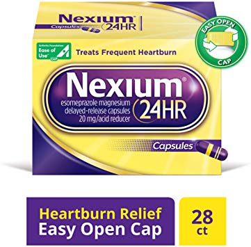 Nexium 24HR (28 Count, Capsules) All-Day, All-Night Protection from Frequent Heartburn Medicine with Esomeprazole Magnesium 20mg Acid Reducer