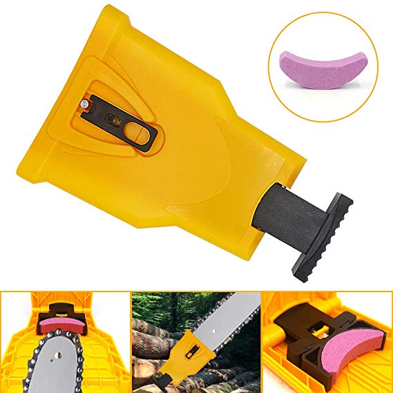 Blobabe Chainsaw Sharpener, Portable Chain Saw Blade Sharpener Chainsaw Teeth Sharpener Kit Universal Sharpening Stone Grinder Tools for 14/16/18/20 Inch Two Holes Chain Saw Bar
