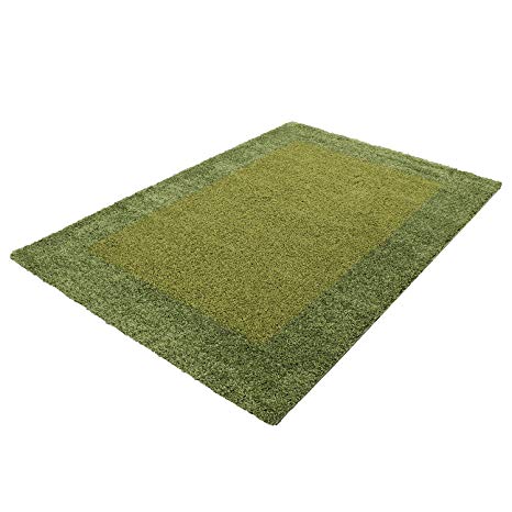 Shaggy carpets for living rooms, dining rooms or guest rooms with various colors such as black, brown, cream, green, red, mocha, purple, turquoise with 3 cm pile height and the carpets with OEKOTEX certified 1503, Size:240x340 cm, Color:Green