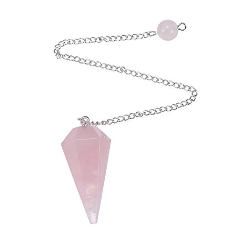 Natural Rose Quartz Healing Crystal Stone Pendulum 12 Facet Reiki Charged