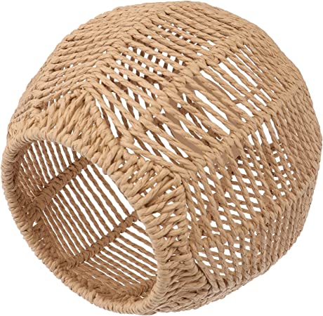 Wicker Lamp Shade for Hanging Lamp,Woven Pendant Lamp Shade Cover Rattan Light Fixture Shade for Living Room Bedroom Restaurant Ceiling ( 15 x 15 cm )