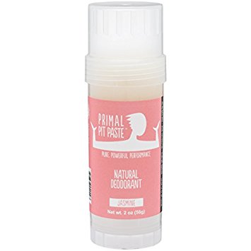 Primal Pit Paste All Natural Jasmine Deodorant – Aluminum Free, Paraben Free, Non-GMO, for Women and Men – BPA Free 2 Oz Stow-and-Go Stick – Scented with Essential Oils