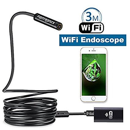 Fantronics 3 Meter (9.84ft) Rigid Cable WIFI Inspection Camera Wireless Borescope Endoscope 2.0 Megapixels HD Snake Camera for Android and IOS Smartphone, iPhone, Samsung, Tablet, Macbook