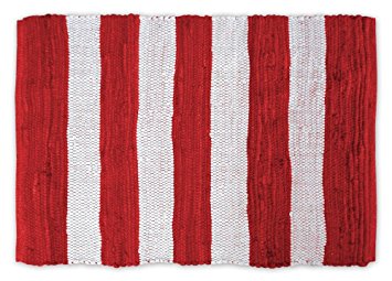 DII Home Essentials Rag Rug for Kitchen, Bathroom, Entry Way, Laundry Room and Bedroom, 2 x 3-Feet, Red and White Stripe