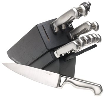 Farberware Pro Stainless-Steel 15-Piece Fine-Edge Knife Set with Block, Black