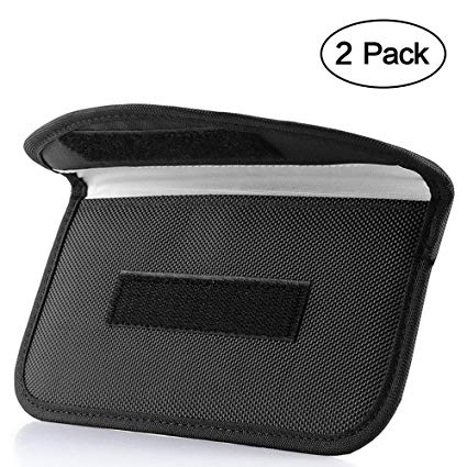 Signal Blocking Bag, ONEVER [2 Pack] GPS Rfid Faraday Bag Shield Cage Pouch Wallet Phone Case for Cell Phone Privacy Protection and Car Key FOB, Anti-tracking Anti-spying