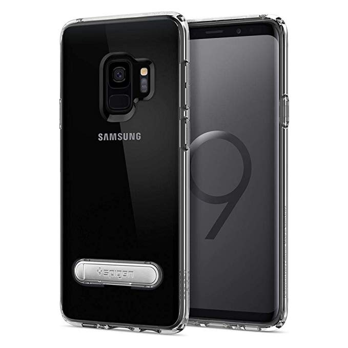 Galaxy S9 Case Spigen Ultra Hybrid S - Slim Clear Protection Air Cushion Technology and Magnetic Metal Kickstand for Samsung Galaxy S9 (2018) - Crystal Clear