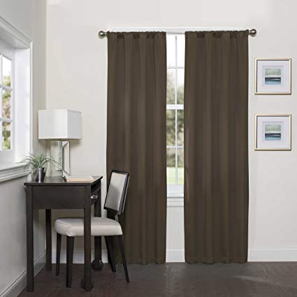 ECLIPSE Darrell Thermaweave Blackout Window Curtain Panel, 37" x 63", Chocolate