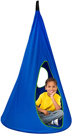 Sorbus Kids Nest Swing Chair Nook – Hanging Seat Hammock for Indoor Outdoor Use – Great for Children, All Accessories Included (33 Inch, Nest Blue)