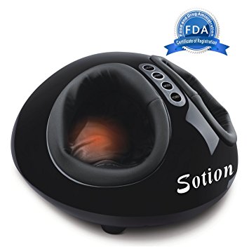 SOTION Electric Shiatsu Foot Massager with Mild Heating Deep Kneading Rolling Vibration Display Air Pressure Relax 110v(Black)