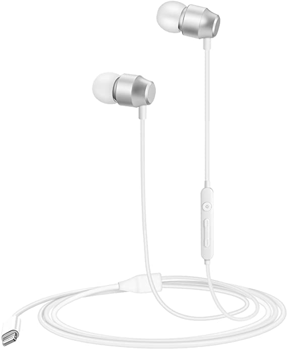PALOVUE Lightning Headphones Earphones Magnetic Earbuds in-Ear MFi Certified with Microphone Controller Compatible iPhone 11 Pro Max iPhone X XS XR iPhone 7 8 Plus Earflow (Metallic Silver)