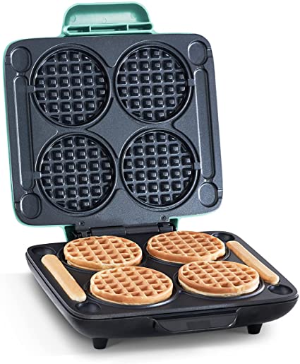 Dash Multi Mini Waffle Maker: Four Mini Waffles, Perfect for Families and Individuals, 4 Inch Dual Non-stick Surfaces with Quick Release & Easy Clean - Aqua