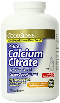 GoodSense Petite Calcium Citrate with Vitamin D3, 500 Count