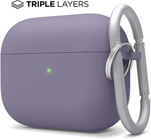 elago Upgraded Liquid Silicone Case Designed for Apple AirPods Pro Case [Lavender Grey]