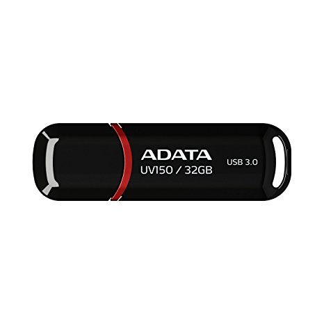 ADATA UV150 32GB USB 3.0 Snap-on Cap Flash Drive, Black (AUV150-32G-RBK)