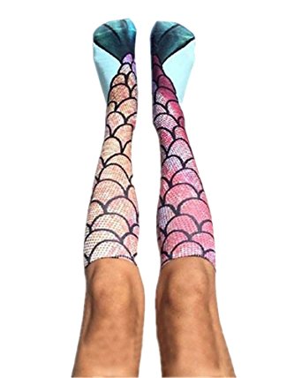 Huiyuzhi Womens Cosplay Mermaid Stockings 3D Printing Socks (One Size, Rainbow)