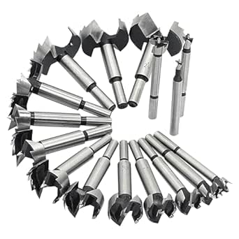 Forstner Bit Set, 16PCS Forstner Drill Bits for Wood, Carbide Forstner Bit for Woodworking, Auger Opener Round Shank Drilling Cutting Tool for Hardwood, Softwood, Plastic, Plywood