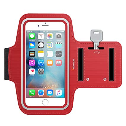 iPhone 6S Armband, Trianium ArmTrek Sports Exercise Armband for Apple iPhone 6 | iPhone 6S Case Running Pouch Touch Compatible Key Holder [Red] Good for Hiking,Biking,Walking