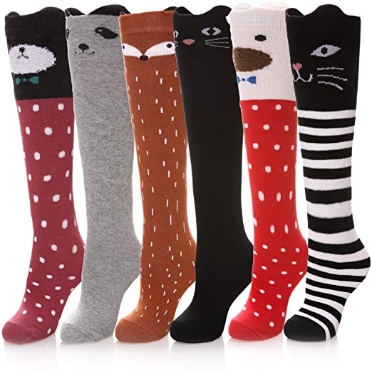 Girls Socks Knee High Socks Cartoon Animal Warm Cotton Stockings