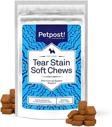 Petpost | Tear Stain Remover Soft Chews - Delicious Eye Stain Supplement for Dogs - Natural Treatment for Tear Stains on Dogs (90 Daily Chews) (90 Chews)