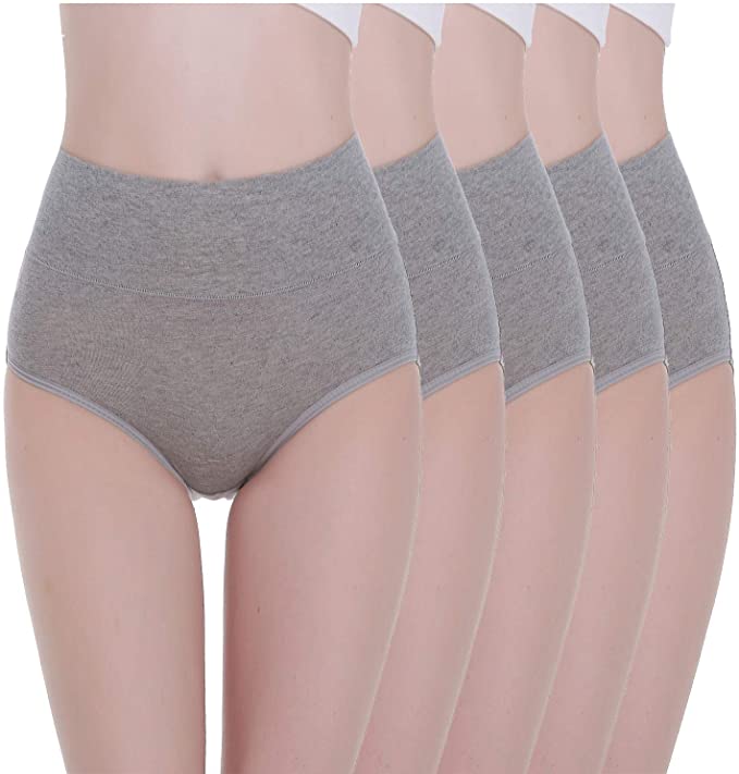 TUUHAW Ladies Underwear 5Pack Coton Briefs High Waist Knickers Tummy Control Panties for Women