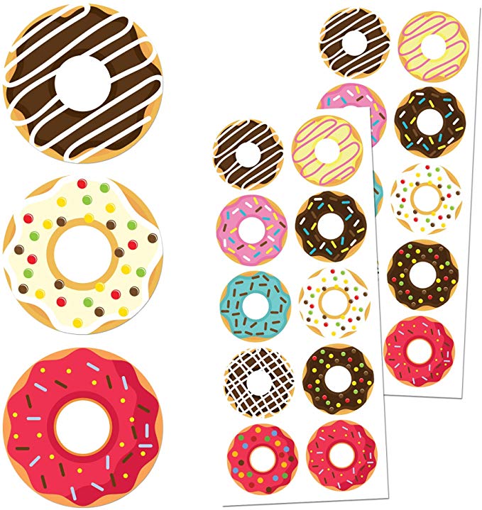 TownStix Donut Children Sticker Set, 1.5" - 20 Sheets, 200 Stickers