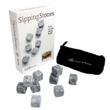 Sipping Stones - Set of 9 Grey Whisky Chilling Rocks in Gift Box with Carrying Pouch - Made of 100 Pure Soapstone