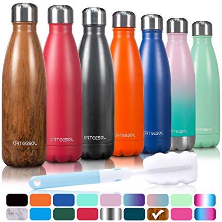 arteesol Water Bottle, Stainless Steel Vacuum Insulated Water Bottle 350/500/ 750 ml Double Wall Leak-proof Slim Mouth Sport Bottle BPA Free Portable Drink Flask Ideal for Running, Cycling, Hiking