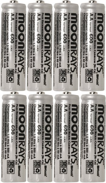 Moonrays 47740SP Rechargeable NiCd AA Batteries for Solar Powered Units 8-Pack