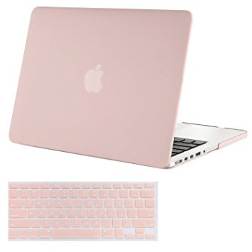 Mosiso Plastic Hard Case with Keyboard Cover Only for MacBook Pro 13 Inch with Retina Display No CD-Rom (A1502/A1425, Version 2015/2014/2013/end 2012), Rose Quartz