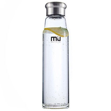 MIU COLOR 24.5 oz Glass Water Bottle - Eco-friendly Borosilicate Glass, BPA, PVC and Lead Free, Portable with Nylon Sleeve, for Outdoor, Running, Bike, Car, Yoga, Office