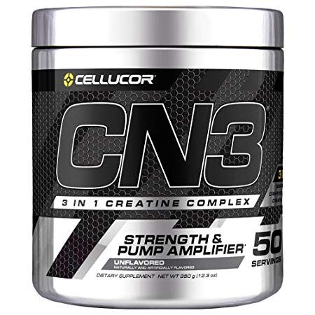 Cellucor CN3 Creatine Nitrate, Creatine HCl, Creatine Monohydrate Powder, Strength and Pump Amplifier, Unflavored, 12.3 Ounce, 50 Servings