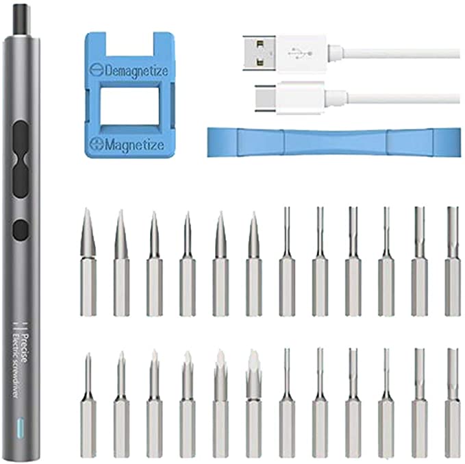 Opaltool 28 in 1 Electric Precision Screwdriver Set, USB Rechargeable Screwdriver Set Magnetic, Multifunction DIY Screwdriver Repair Tool Kit with LED Light for Laptop/Watch/Camera/Computer
