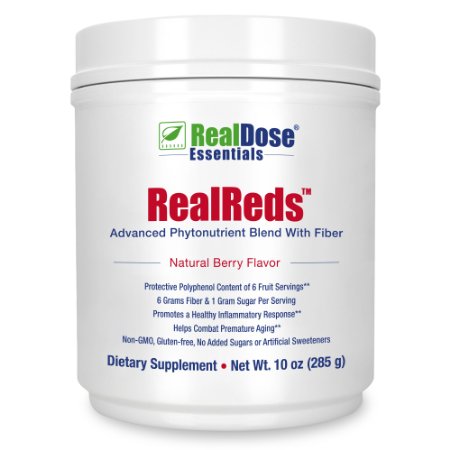 Doctor Formulated RealReds Antioxidant Powder - Includes Prebiotic Fiber, Polyphenols & Organic Superfoods - Non-GMO Fruit, Blueberries, Pomegranate, Grape Seed, Strawberries & Cherry - 30 Servings