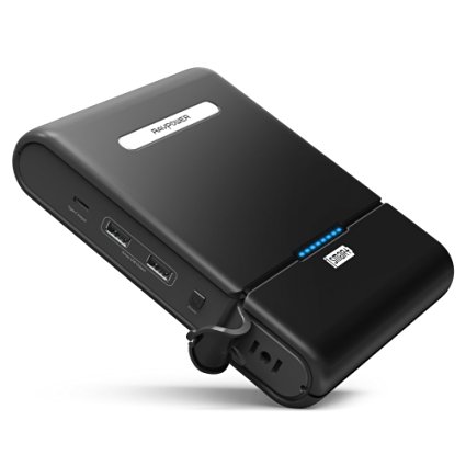 AC Portable Charger RAVPower 27000mAh 100W Built in 110V AC Outlet Universal Power Bank Travel Charger (Type-C Port , Dual USB iSmart Ports , 19V/1.6A DC Input) For Macbook, Laptops, iPhone 7, iPhone 7 Plus & More