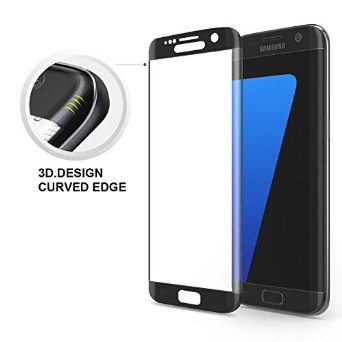 Samsung Galaxy S7 edge Screen protector, G.D.SMITH® 3D Curved Full Screen Coverage Premium Tempered Glass Screen Protector Film for Samsung Galaxy S7 Edge HD Clear (Black)
