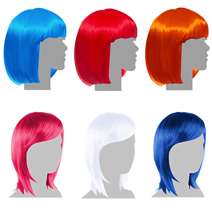 Sterling James Co. 6 Pack Party Wigs - Bachelorette Party Favors, Supplies, and Decorations
