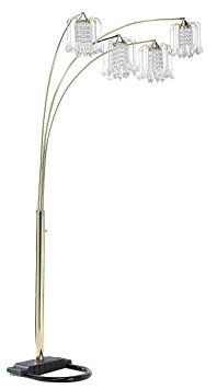 ORE International 6966G Floor Lamp with Crystal-Like Shade, Polished Brass