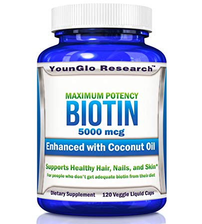Biotin 5000 mcg plus Coconut Oil for Superior Absorption, 120 Veggie Liquid Caps