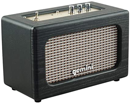 Gemini Sound GTR-100 Retro Bluetooth Portable Speaker, 30W Vintage Stereo , 5.0 Wireless Audio Speaker with Analog Knobs, AUX Input, 8 Hours Playtime, 30 Ft. Wireless Range for Home and Outdoor Use