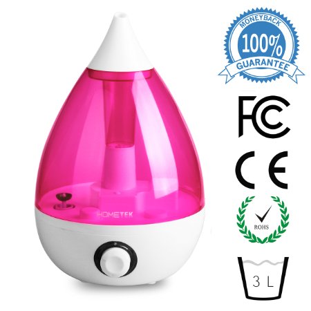 Ultrasonic Humidifier with 3 Liter Water Tank Cool Mist Humidifier 360 Degree Rotatable Nozzle Pink