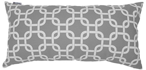 JinStyles Trellis Chain Cotton Canvas Lumbar Decorative Throw Pillow Cover (White and Gray, 12 x 24)